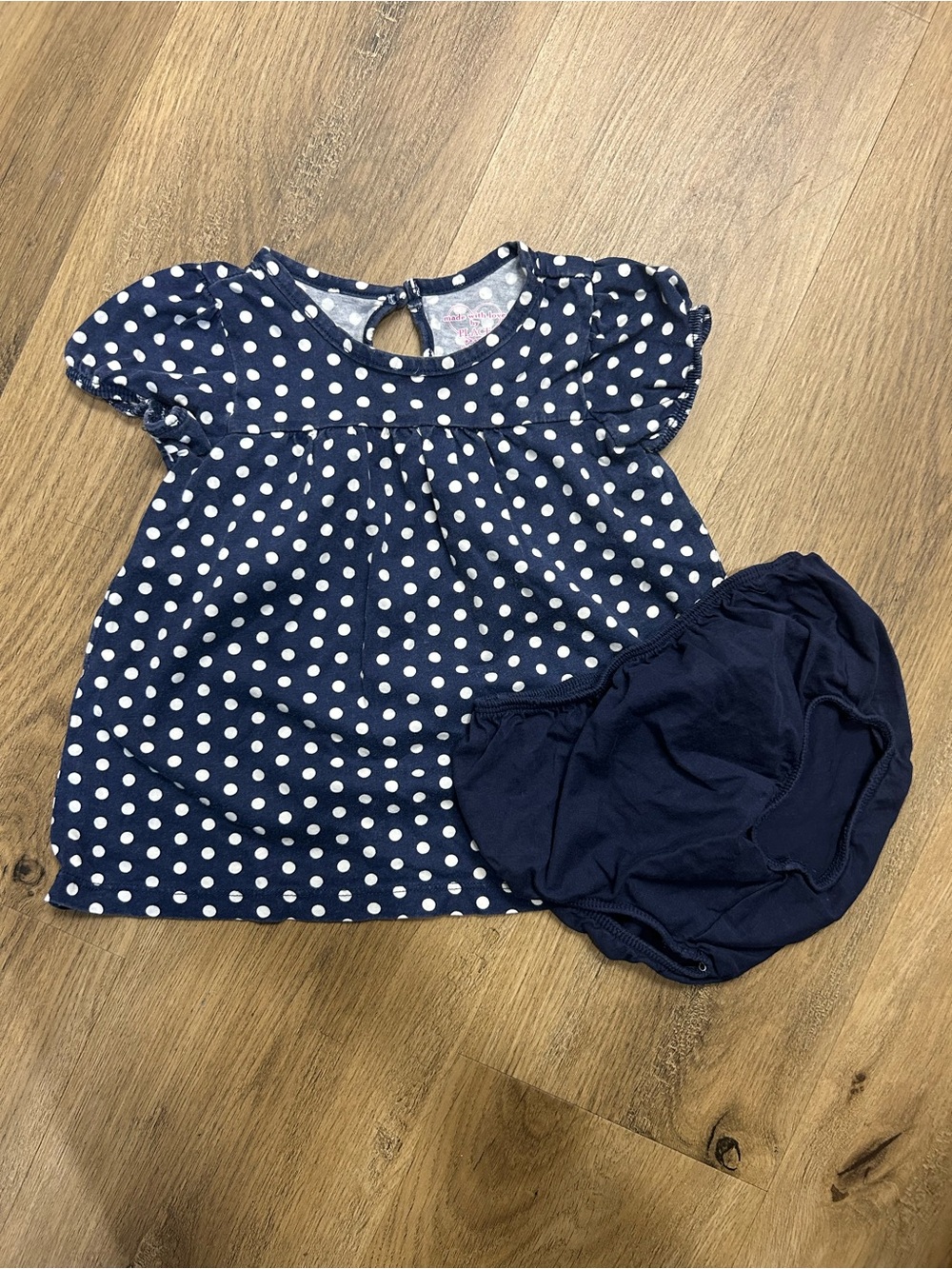 The Children's Place Navy and White Polka Dot Dress with Bloomer